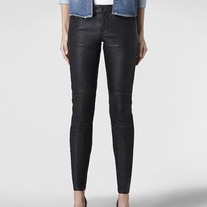 All Saints mauritius italian leather biker pants